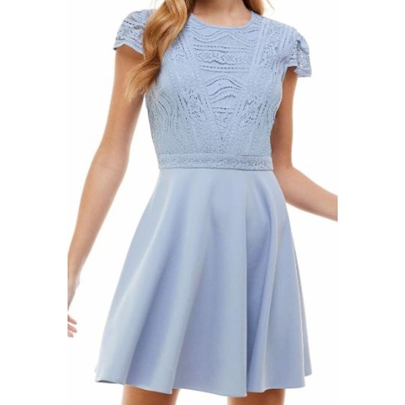 City Studio Dresses & Skirts - CITY STUDIO SZ 7 Periwinkle Blue Size Junior Lace top short sleeve dress NWT B71